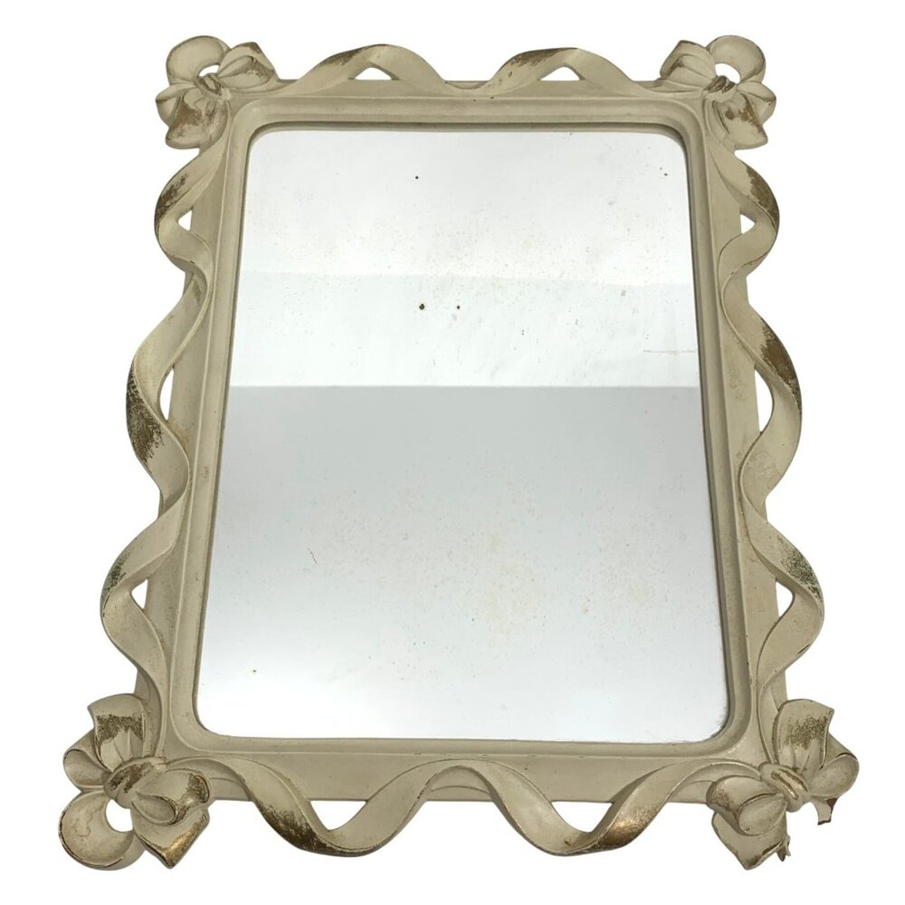 VTG Syroco MCM Hollywood Regency Gilded Wall Mirror Bow Corner Accents FLAWS